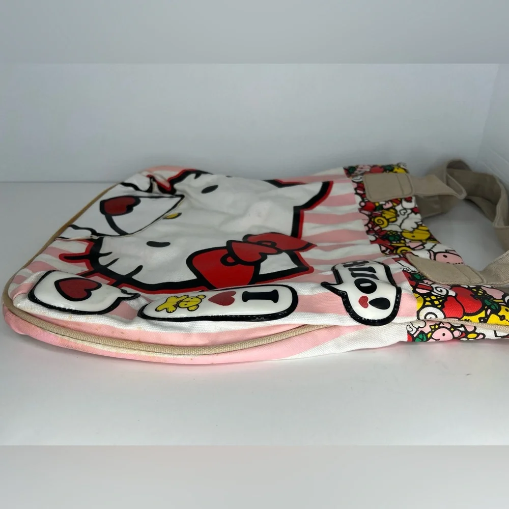 Hello Kitty Loungefly Tote Canvas Faux Leather Open Top Bag VINTAGE - Picture 7 of 12